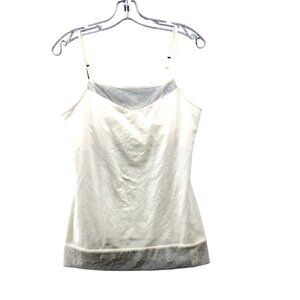 Express Cami Camisole Womens L Sexy Stretchy Ivory Cream Built In Bra Mesh